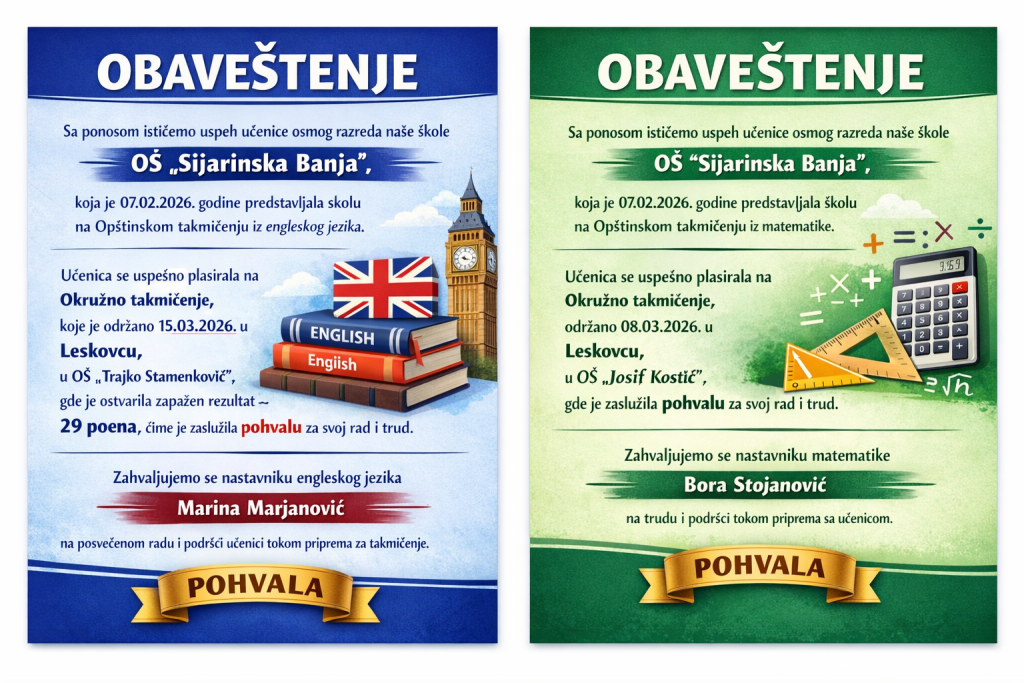 Rezultati okružnog takmičenja